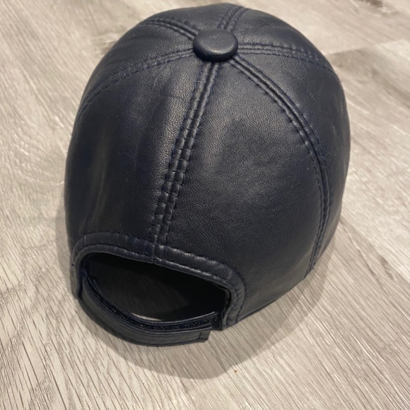 Dark Blue leather hat - Picture 3 of 3
